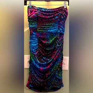 XXI Vintage 90s 1990s Party Multicolor Drape Tube Dress Women’s Size L Large